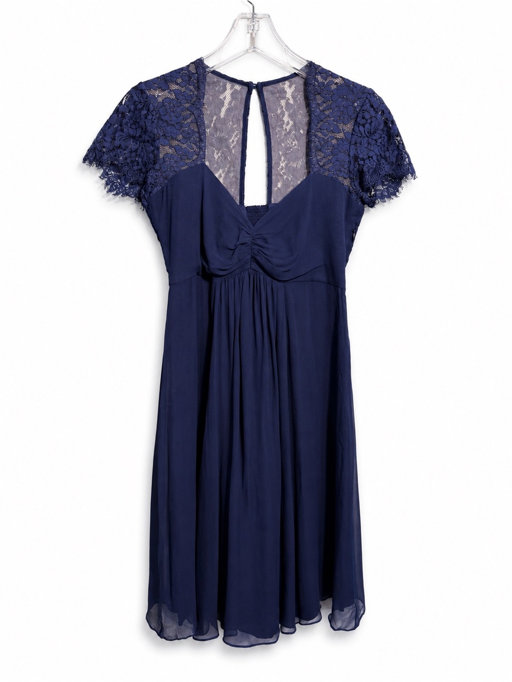Luxe by Seraphine Navy Silk Lace Maternity Dress Fall Wedding Guest | US 4 UK 8